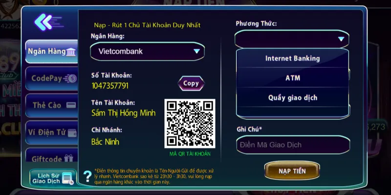 Các Phương Thức Nạp Tiền Tại 789 Club