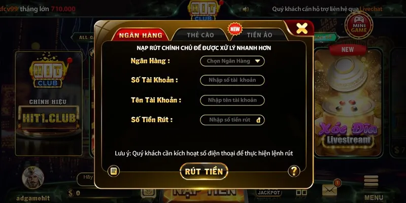 Cách Nạp Tiền HitClub Theo Từng Phương Thức