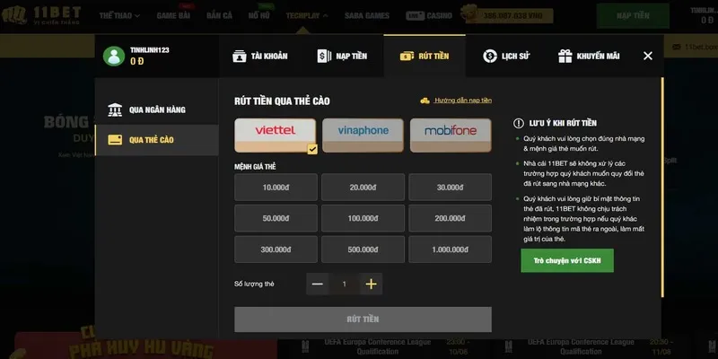 Điều Kiện Rút Tiền 11Bet